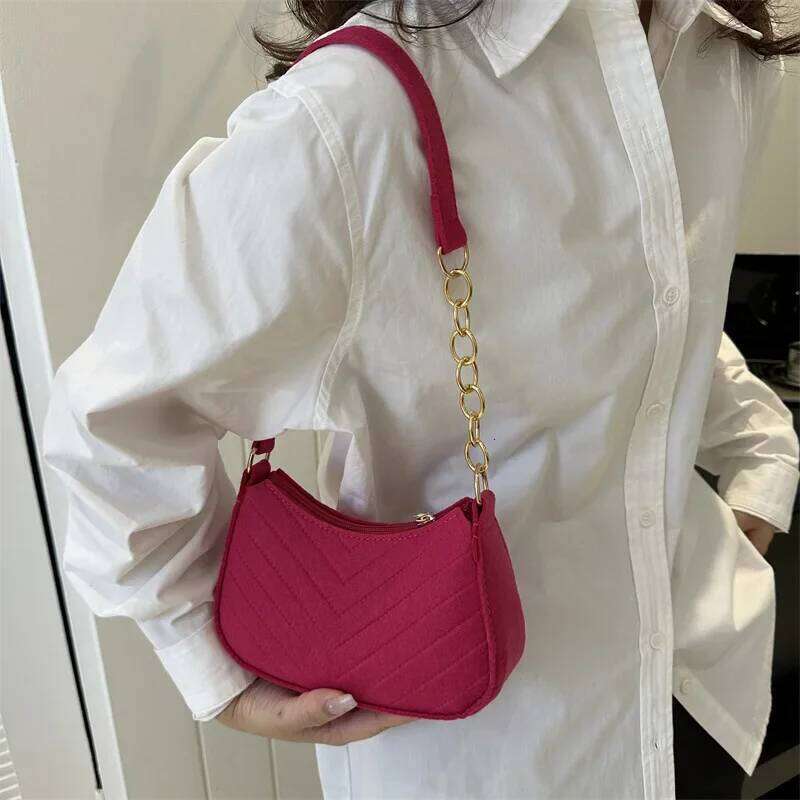 Women's Mini Felt Shoulder - Ergonomic Underarm Saddlebag Purse, Lightweight Crossbody Bag for Daily/Party/Travel Y260205