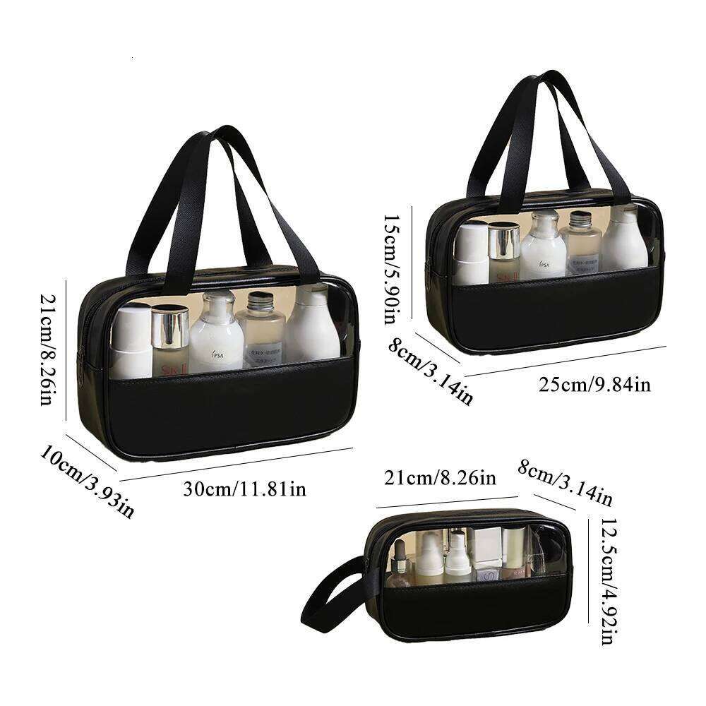 Customizable Name New TPU Transparent Wash Women's Large Capacity Waterproof Handheld PU Storage PVC Makeup Bag Y260206