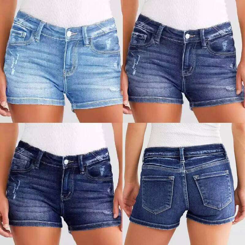 Women Summer Denim Shorts Ladies Ripped Hole Jeans Short Pants Ropa para mujer XJ260206