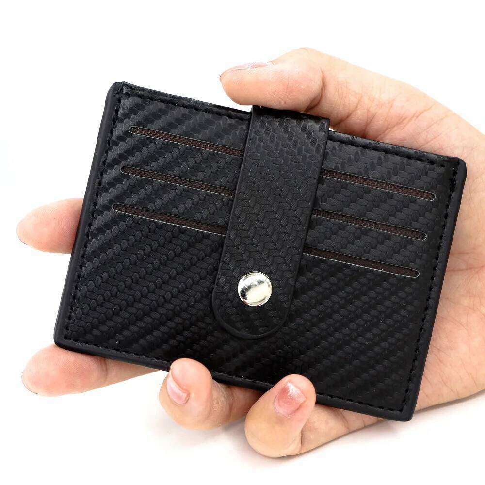 New Fashion Carbon Fiber Pattern Holder PU Leather Men Credit Case ID Card Wallet Y260206