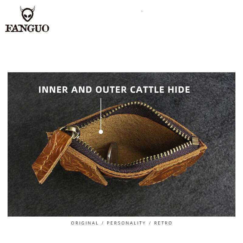 Handmade Genuine Leather Coin Purse Small Mini Slot Pocket Money Bag Cute Cat Portable Organizer Key Card Wallet Y260206