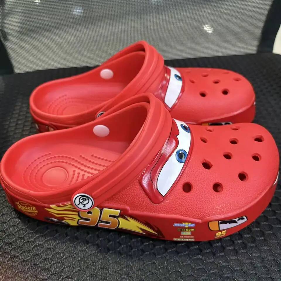 Disney Designer Hot Anime Disney Mcqueens Pixar Cartoon Solid Waterproof Slippers Outdoor Sandals Casual Breathable Ankle-Wrap Eva Shoes Gifts Luxury