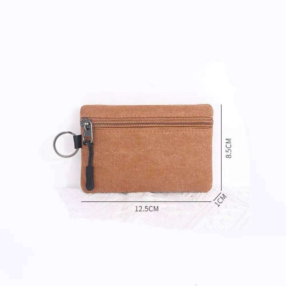 Canvas Mini Wallet Solid Color Zipper Key Bag Money Pocket Purse Women Men Small Card Holder Change Coin Purses Y260206