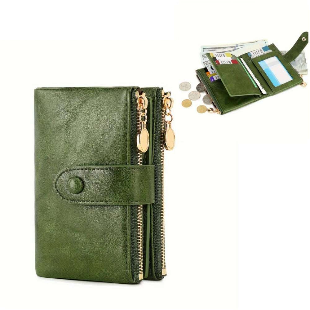 Vintage women's and men's wallet, short 30% off wallet card bag, simple thin anti-theft brush RFID Y260206
