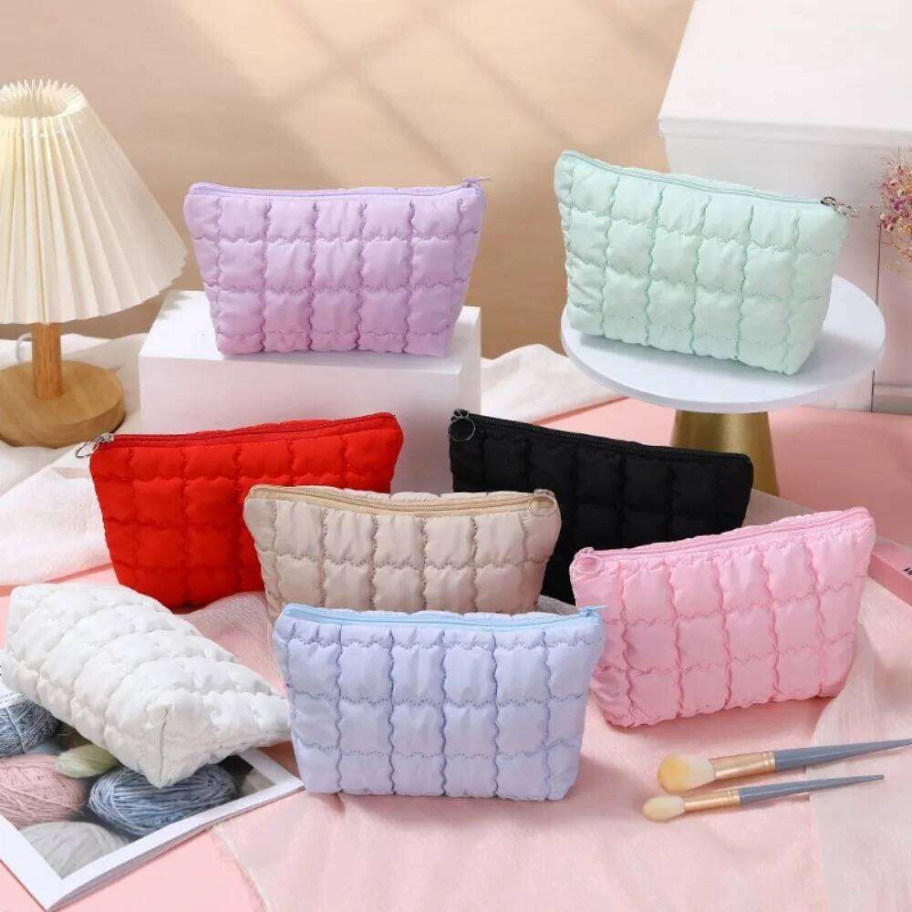 Women Bubble Cosmetic Handbag Travel Organizer Cloud Makeup Lipsticks Cotton Pouch Fashion Large Capacity Zipper Bag Y260206