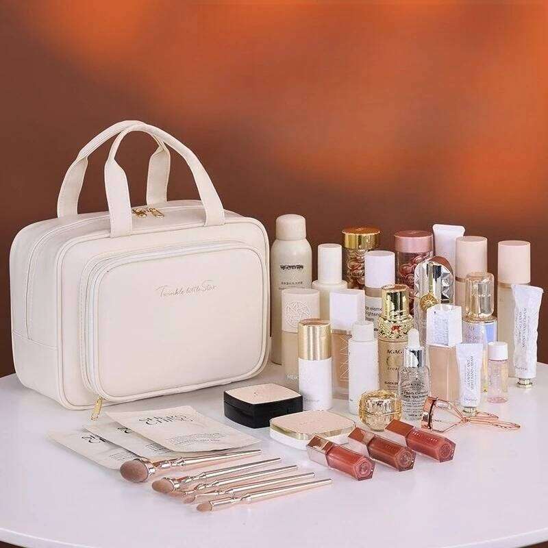 Pu Fashion Tote Women Makeup Large Capacity Travel Organizer Cosmetic Toiletry Pouch Portable Zipper Make up Storage Bag Y260206