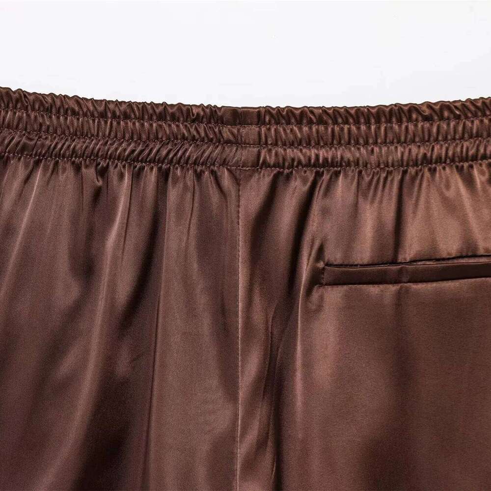 Women New Summer Silk Lace Panties Imitation Ruffle Bloomers Anti Exposure Pants Lolita Satin Knickers Shorts Dress XJ260206