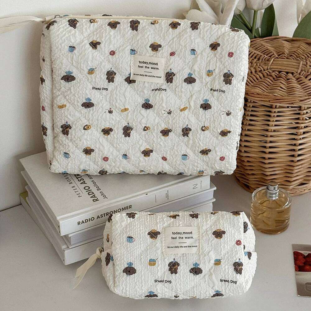 Cute Cartoon Animals Women Cosmetic Quilting Large Capacity Tote Ladies Make Up Pouch Handbag Makeup Zipper Storage Bag Y260206