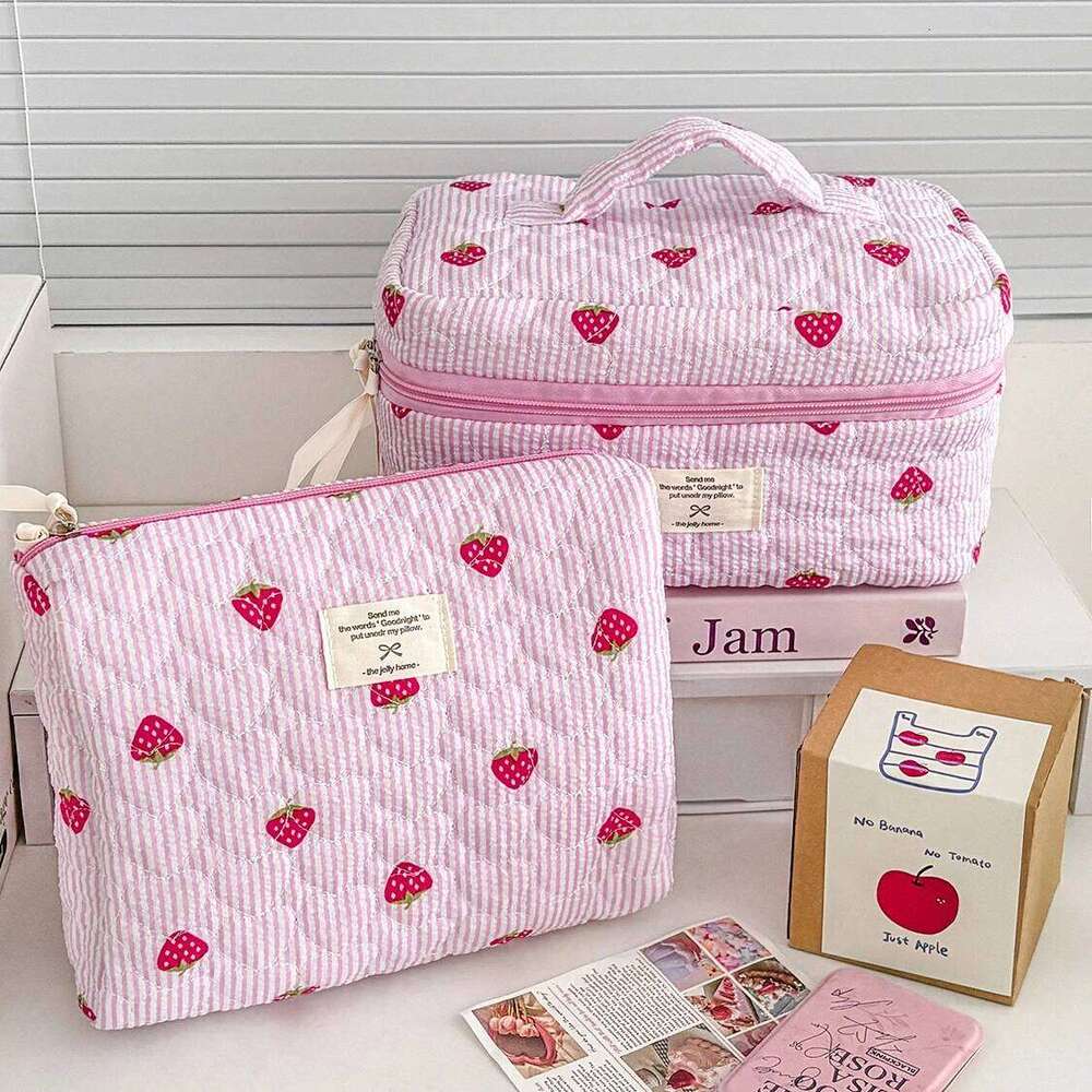 Vintage Red Blue Rose Women's Makeup Travel Organizer Cosmetic Toiletry Storage Pouch Clutch Quilting Zipper Bag Y260206