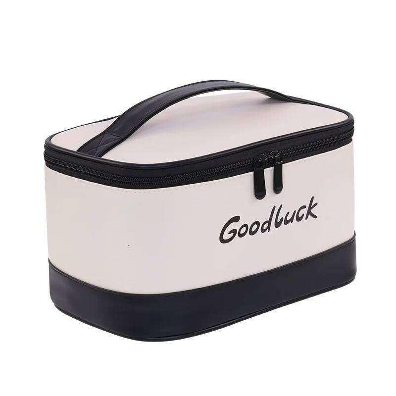 Large Capacity PU Leather Bag Cosmetic Organizer Travel Toiletry Pouch with Handheld Design for Makeup Brushes & Skincare Y260206