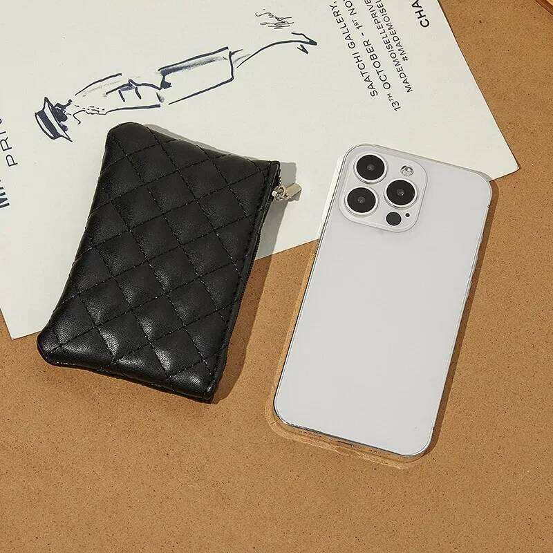 PU Soft Leather Diamond Grid Short Wallet Women Bag Zipper Coin Pouch Credit Card ID Holder Mini Purse Y260206