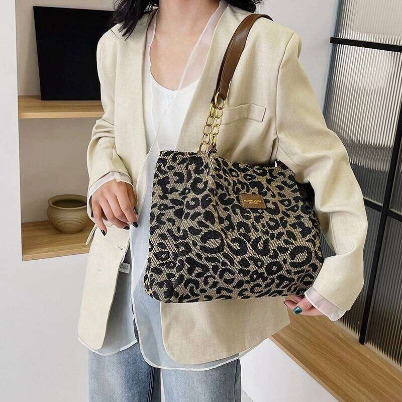 Best Selling Women's Retro Leopard Print Single Armpit Shoulder Large Capacity Tote Bag, Daily Handbag Women Shopping Y260205