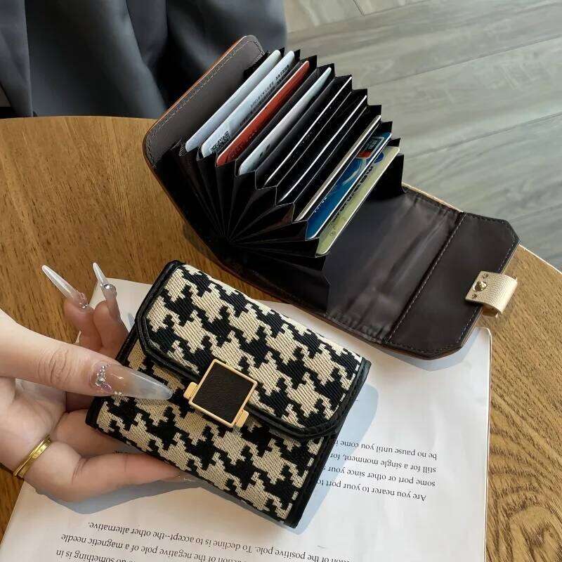 1pcs/set Women's Canvas Holder Short Foldable Mini Purse Organizer Lightweight Everyday Use Card Wallet Y260206