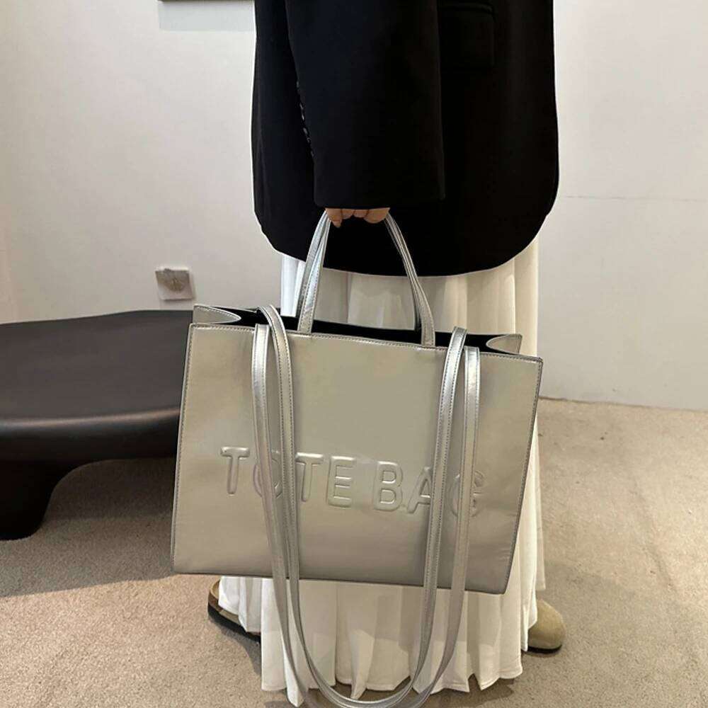 2024 new large capacity simple single shoulder crossbody texture handbag letter indentation class commuting tote bag Z260207 - view 3
