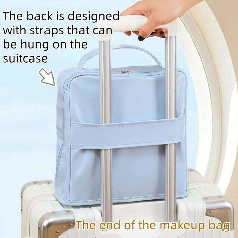 Hanging luggage upright makeup Handheld multifunctional storage Large capacity portable pencil case cosmetic bag Y260206