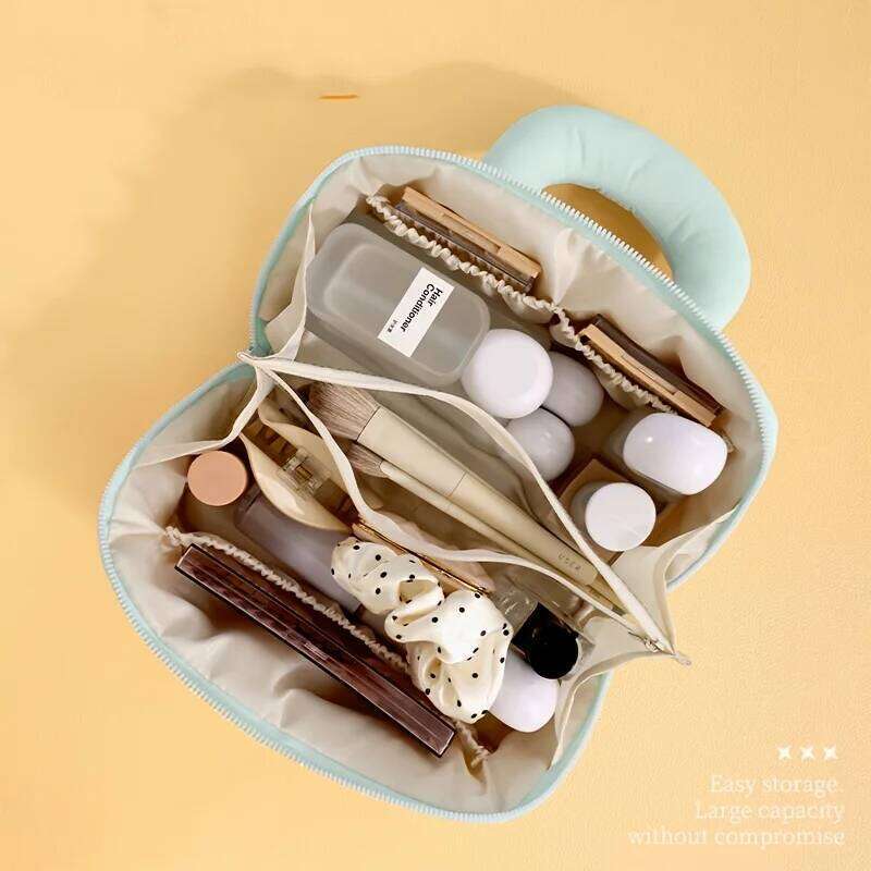 1pc Travel Portable Makeup Organizer Bag Large-capacity Cosmetic Storage Handbag with Zipper Toiletries Bags Y260206