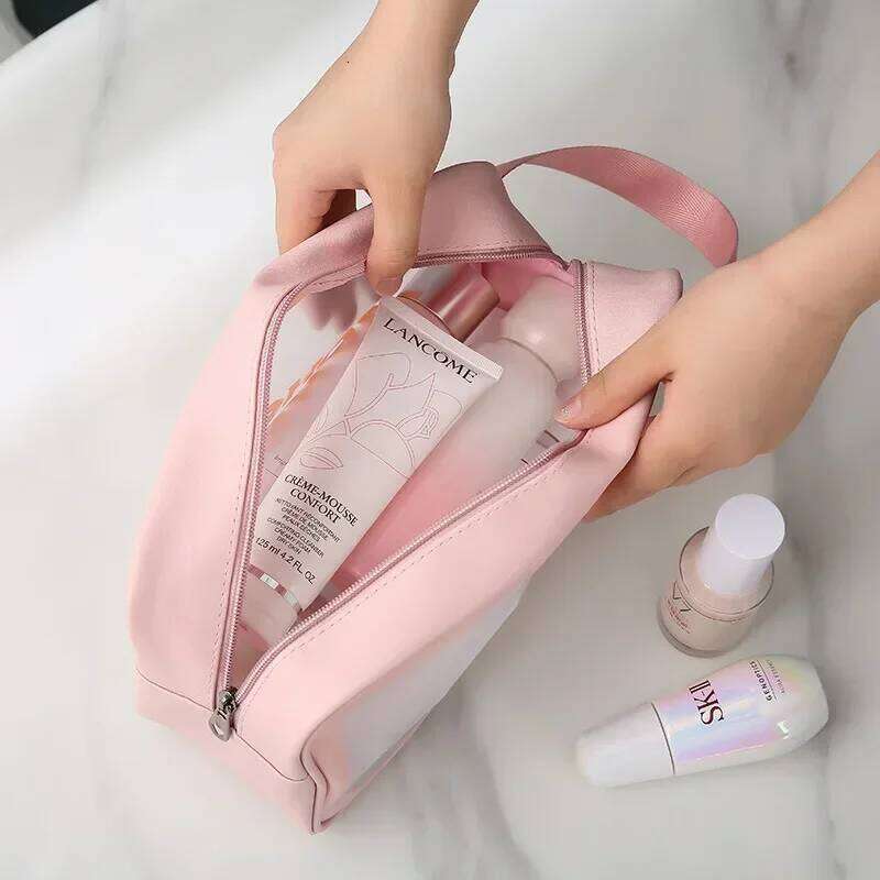 Transparent Women's cosmetic bag 3pcs Set Waterproof Wash Large Capacity PVC Bath Portable Storage Bag travel essentials Y260206