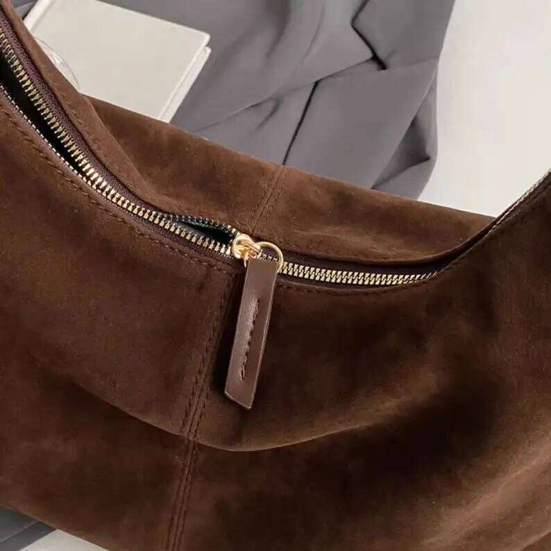 Women Suede Shoulder Stylish Crossbody Large Capacity Top Handle Adjustable Strap Chic Hobo Daily Commuting Bag Y260204