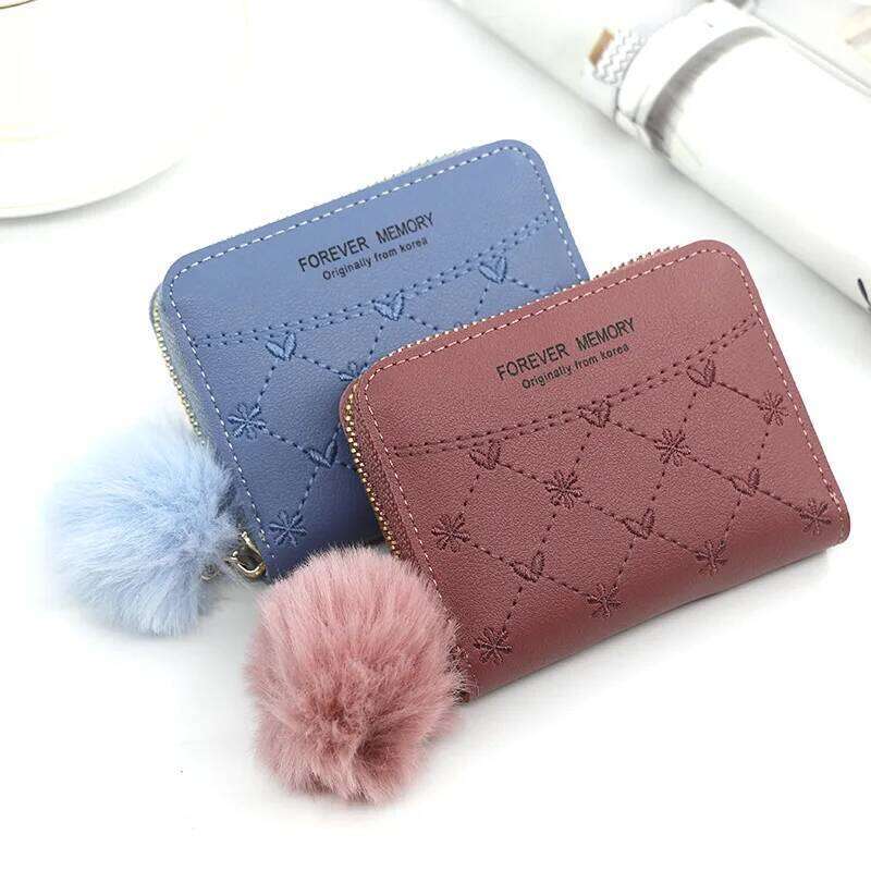 Women's Short Wallet with Pendant Three Fold Clutch Large Capacity Bag Credit Card Holder Student Purse Coin Pouch Y260206