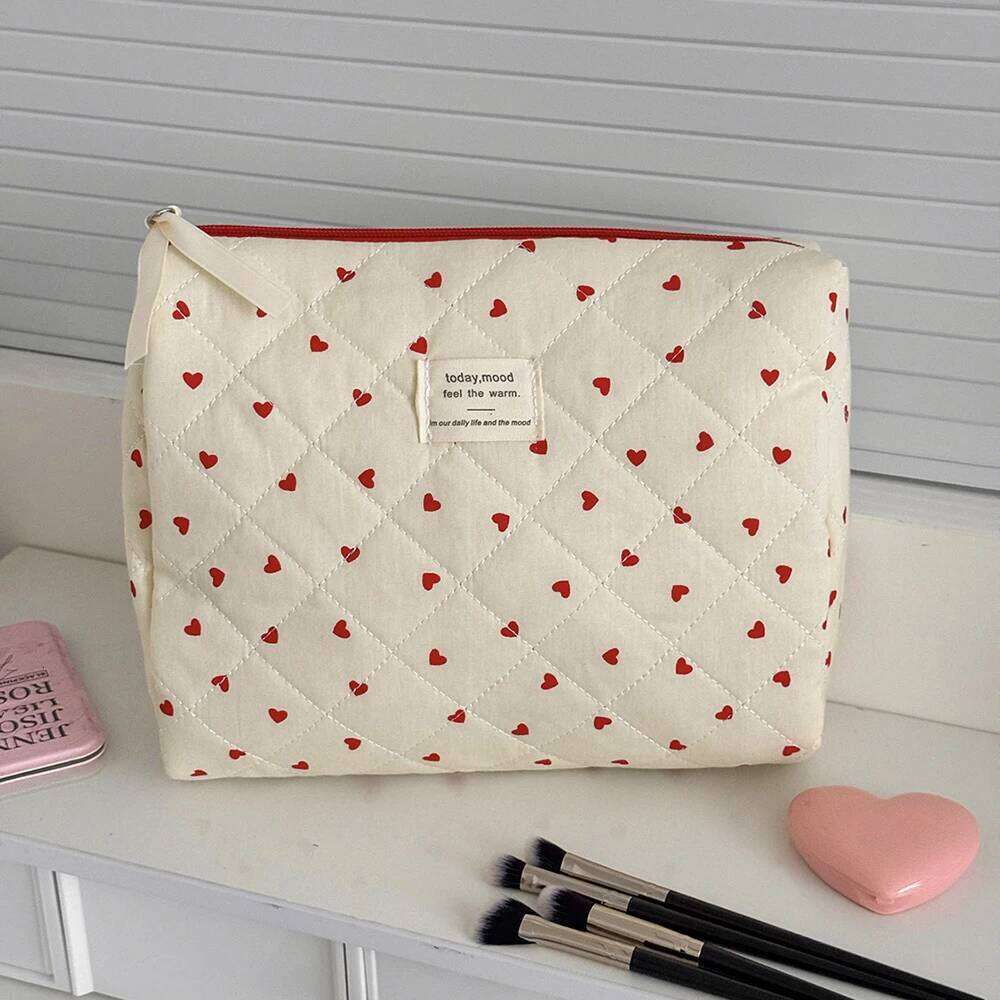 Fashion Women Cartoon Bow Strawberry Print Clutch Bag Portable Quilting Handbag Large Capacity Party Zipper Lady Bags Pouch Y260206