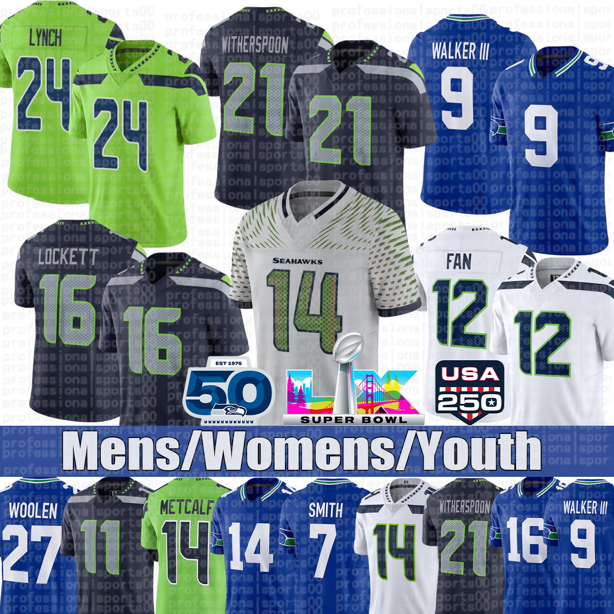 Seattle city Seahawksjersey Cooper Kupp Sam Darnold Jaxon Seahawkss jersey Smith-Njigba Devon Witherspoon Tariq Woolen Kenneth Walker Byron Murphy Jersey