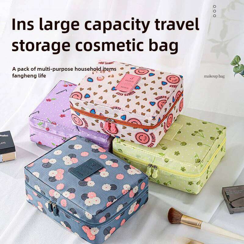 Large Capacity Cosmetic for Women Travel Toiletry Bag Waterproof Makeup Organizer with Opening Design Beauty Storage Case Y260206