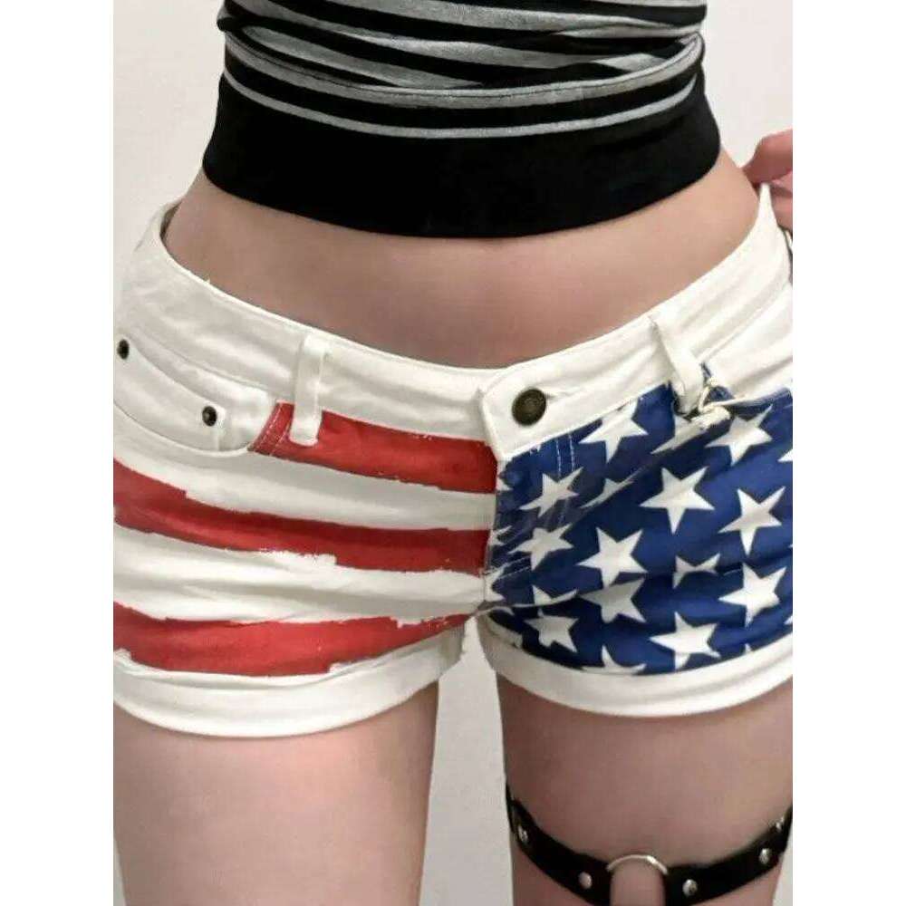 Retro Star-printed Denim for Women Summer Y2k Slim Buttocks Super Shorts Jeans Hot Pants XJ260206