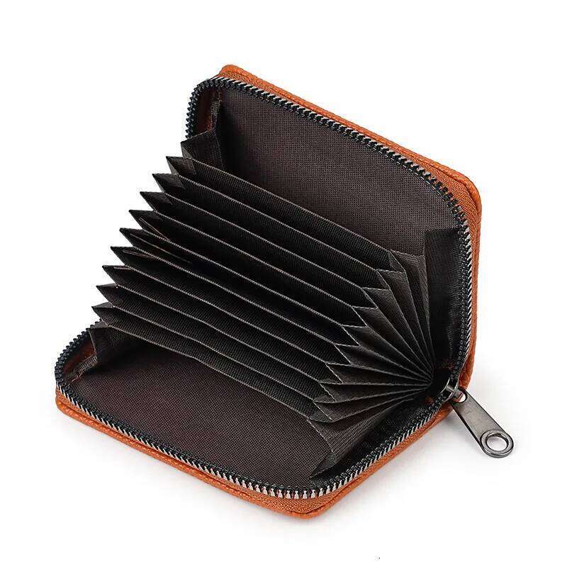 PU Large Capacity Cards Bag Women Men ID Credit Card Case Badge Holder Zipper Coin Purse Coins Wallet Y260206