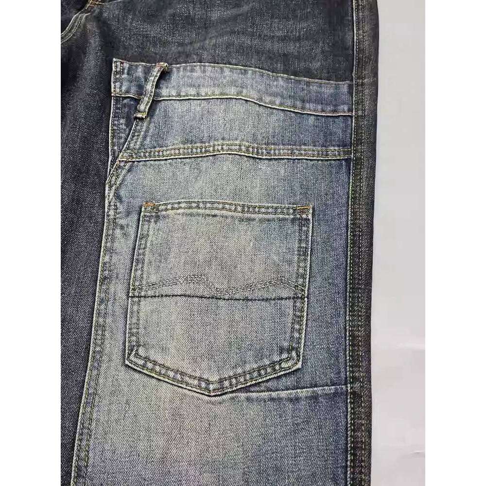 Patchwork Straight Leg Jeans Plus Size Multi Pocket Japanese Streetwear High Quality Trendy Skater Fit Denim Trousers 2025 New X260207