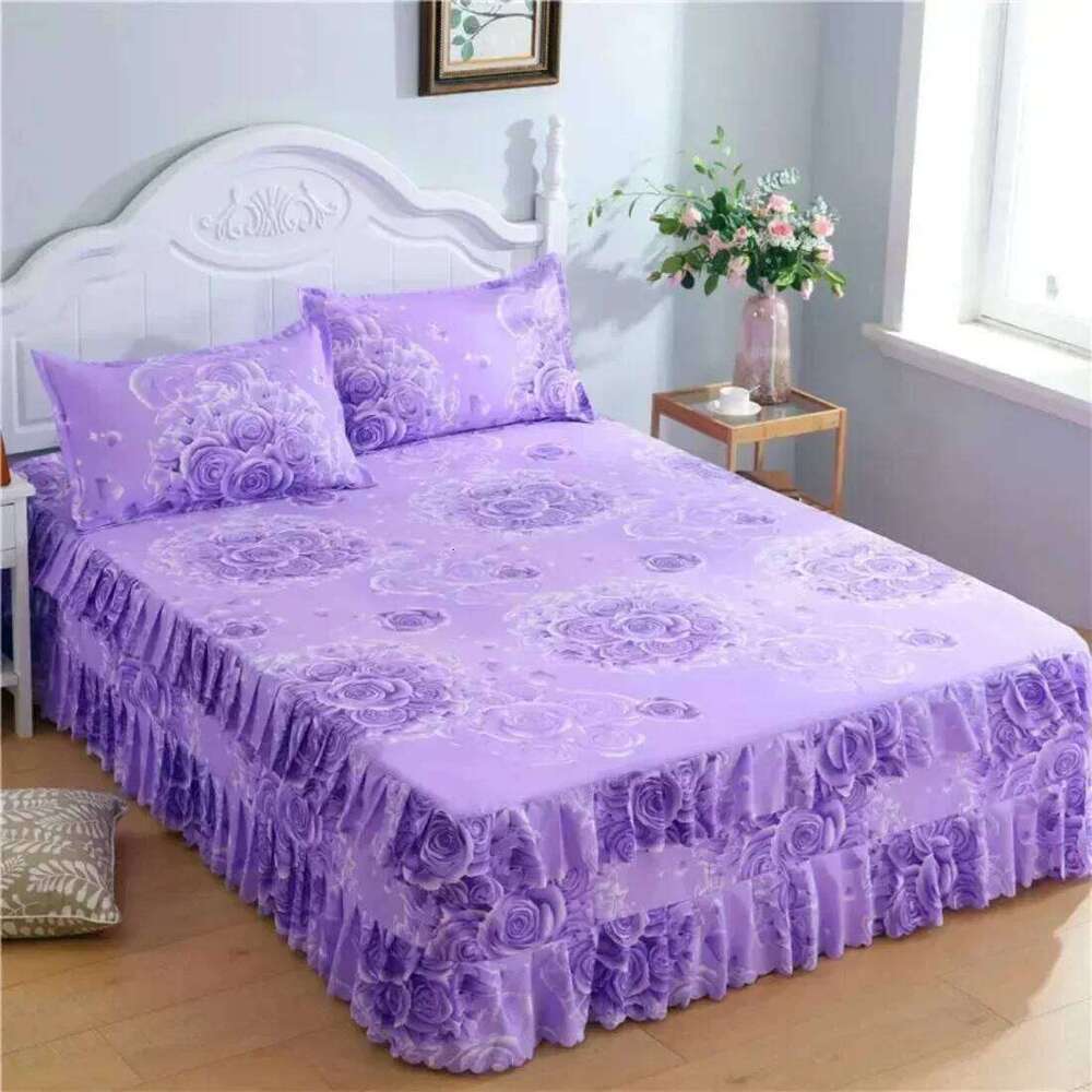 Skirt Cotton Bedspread Set Embroidery Bed Dress Pillow Cases 3 Pieces/Set For King/Queen Double 1.5/1.8/2M Sheet Cover 3PCS XJ260206