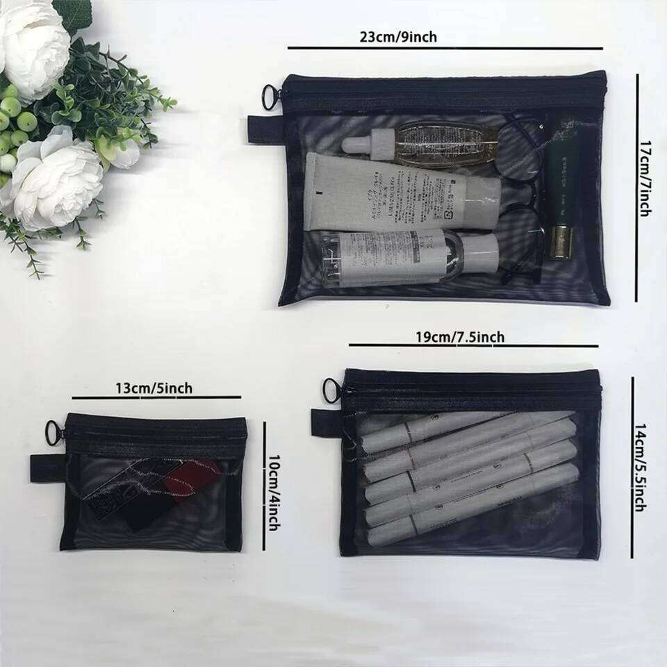 Women Mesh Cosmetic Travel Storage Makeup Bag Organizer Female Make Up Pouch Portable Small Large Toiletry Beauty Case Y260206