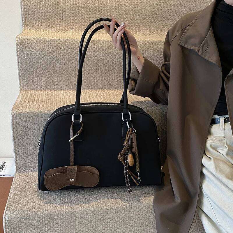 Big Size Women Bowling Bags Suede Pure Color Large Capacity Shoulder Crossbody Bag With Long Strap 2024 Luxury Handbags Z260207 - view 7