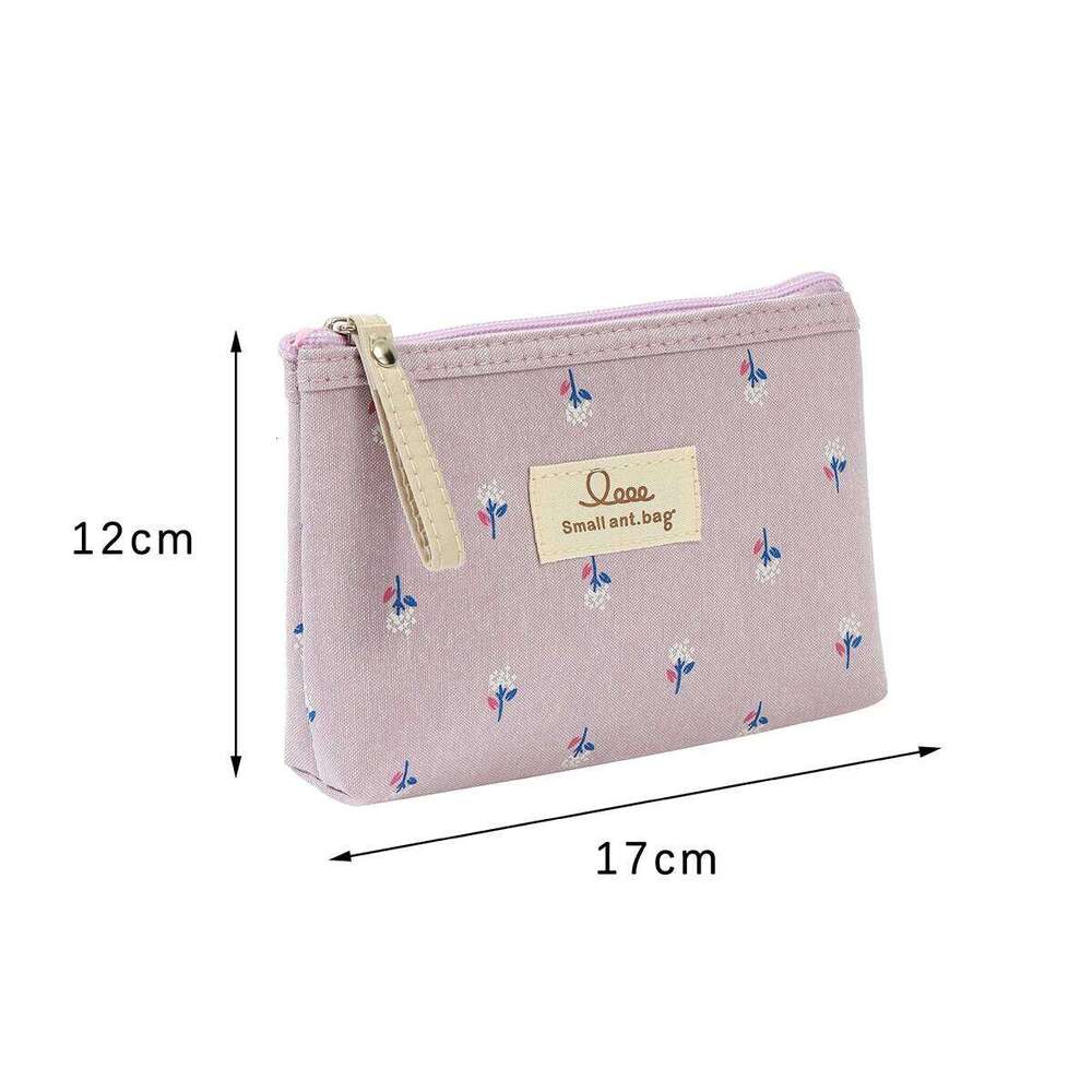 Printed canvas makeup Portable women's zipper toiletry bag Multi functional student pencil case wallet Y260206