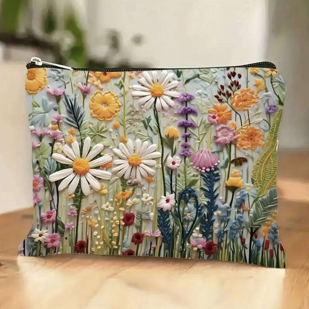 Wholesale Floral Double-sided Printed Makeup Pouch Travel Organizer Handbag Linen Women Cosmetic Storage Bag For Gift Y260206