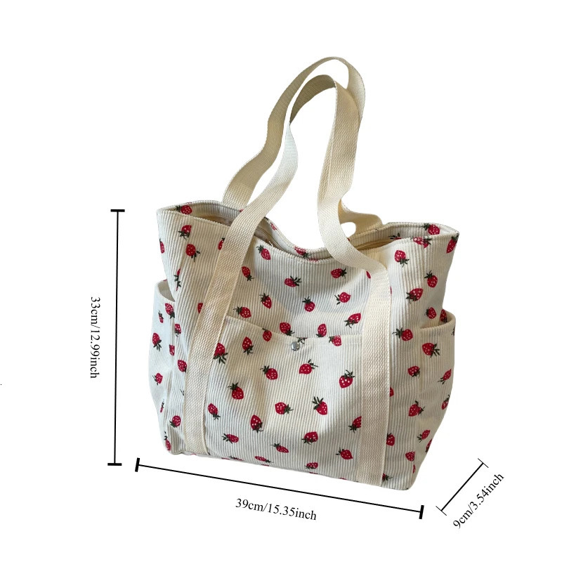 Fresh Sweet Girl Handbag Fashionable High end Corduroy Printed Shoulder Bag Leisure Shopping Womens Underarm Bag260128