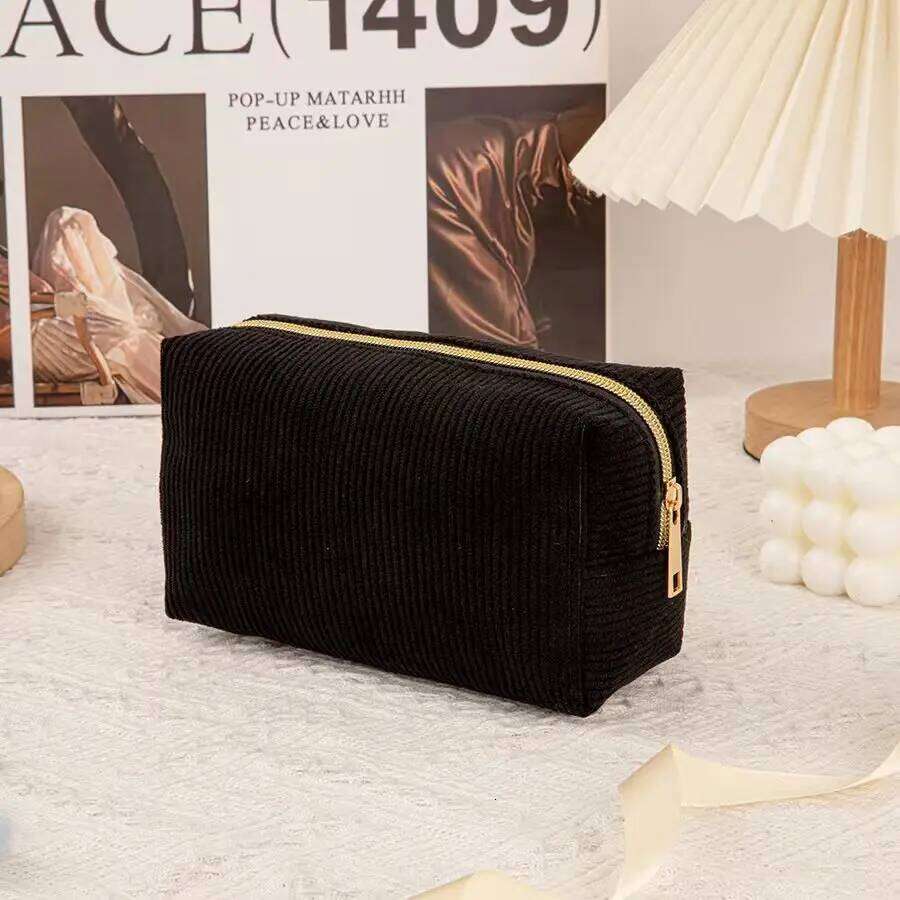 New Simple Girl Corduroy Cosmetic Large Capacity Portable Toilet Business Travel Storage Bag Y260206