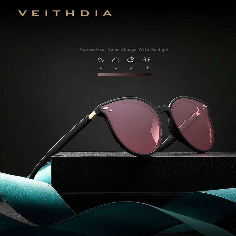 VEITHDIA Brand Photochromic Women Fashion Sunglasses Polarized Mirror UV400 Lens Vintage Day Night Dual Sun Glasses Female V8520 Y260207