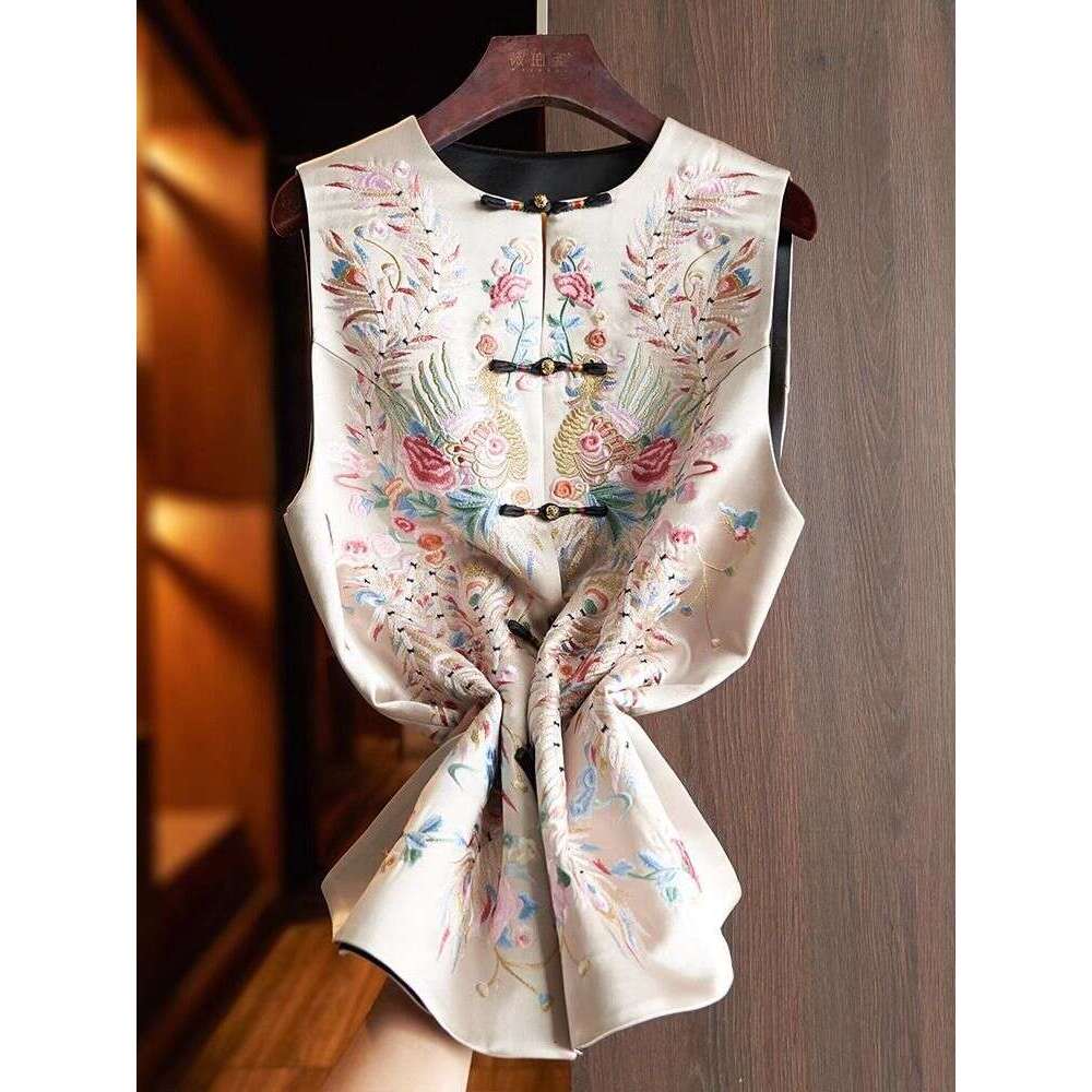 Thin Streetwear Quality Chinese Ethnic Style Jacket Vests For Women Clothing Coats Fashion Clothes Embroidery Casual Vintage