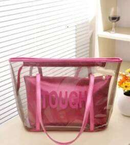 Fashionable Waterproof PVC Half-Transparent Hand Bag for Summer Beach with Small Storage Polyester New Hot Style C260207