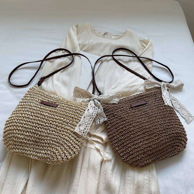 2025 One Shoulder Underarm Straw for Women, Versatile Handmade Woven Bag, Vacation Style Beach Bag C260207