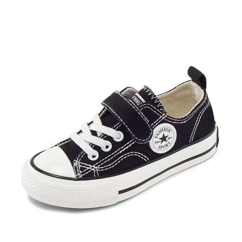Boys Girls Fashion Board Kids Student Hook and Loop on Casual Canvas Children Soft Sole Non Slip Comfort Shoes H260207