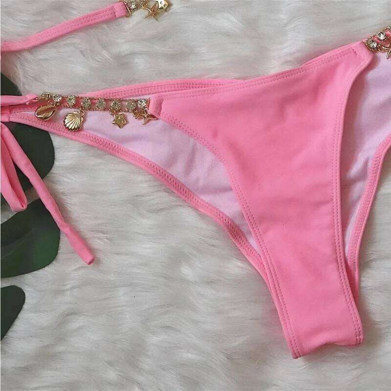 Sexy Bikinis 2025 Women's Solid Color Swimwear Female Swimsuit Swim Wear Bathing Suit Brazilian Bikini Set Beachwear Pool Bather C260207