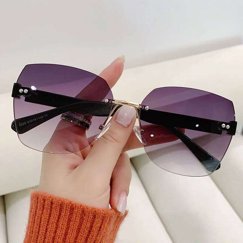 New Frameless Cut Edge Trendy, Internet Famous, Plain Face Sunshade Sunglasses, Versatile Sunglasses 9225 Y260207