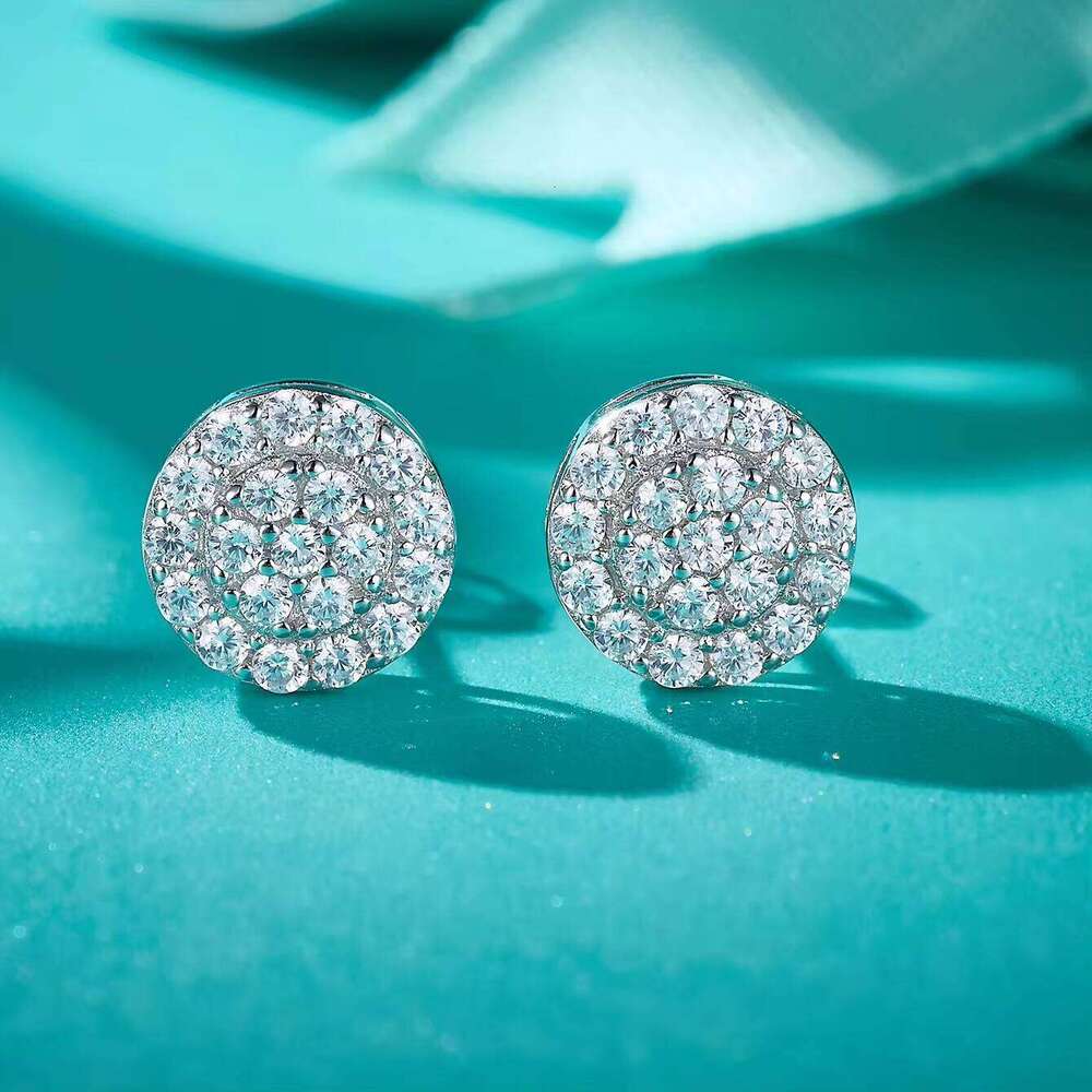 Guangzhou Luxury Rhodium S925 Sterling Silver Fine Lab Grown Diamond VVS Moissanite Custom Round Women Stud Earrings