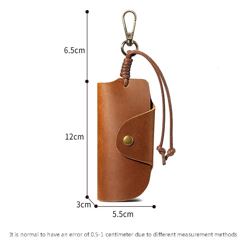Crazy Horse Leather Key Pouch Universal Car Key Cover with Anti-Scratch Genuine Leather Key Storage Bag for Auto Keys 260129
