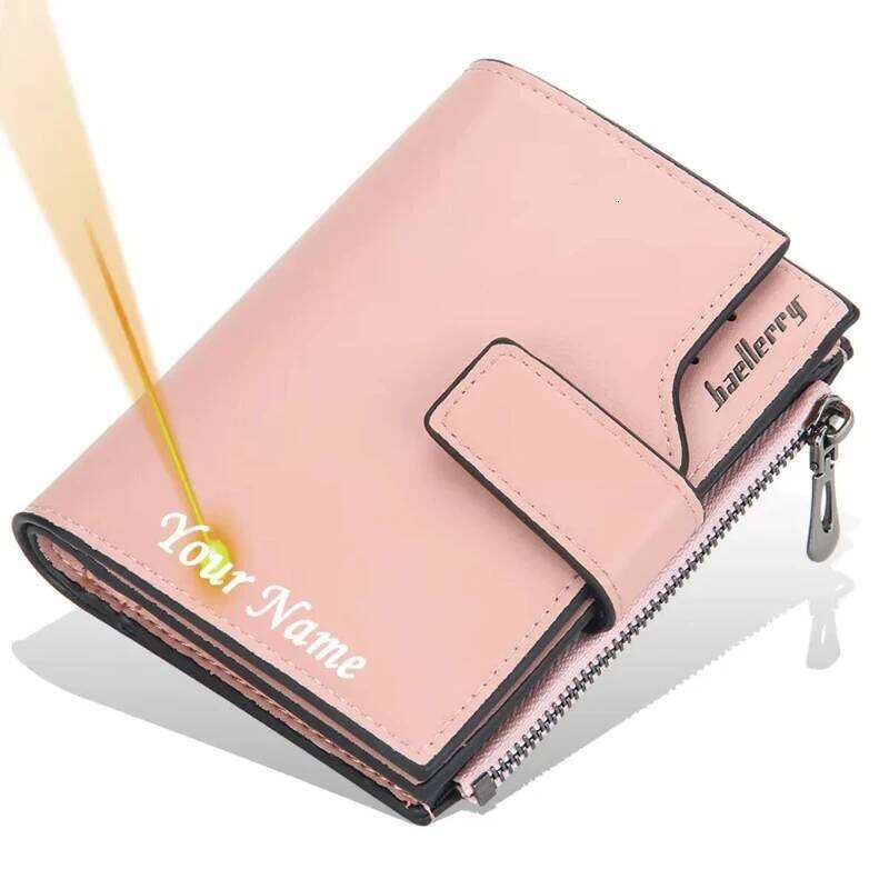 Personalized PU Leather Wallet Women Custom Name/Logo Card Holder with Zipper Closure - Fashionable Gift Purse for Her Y260206