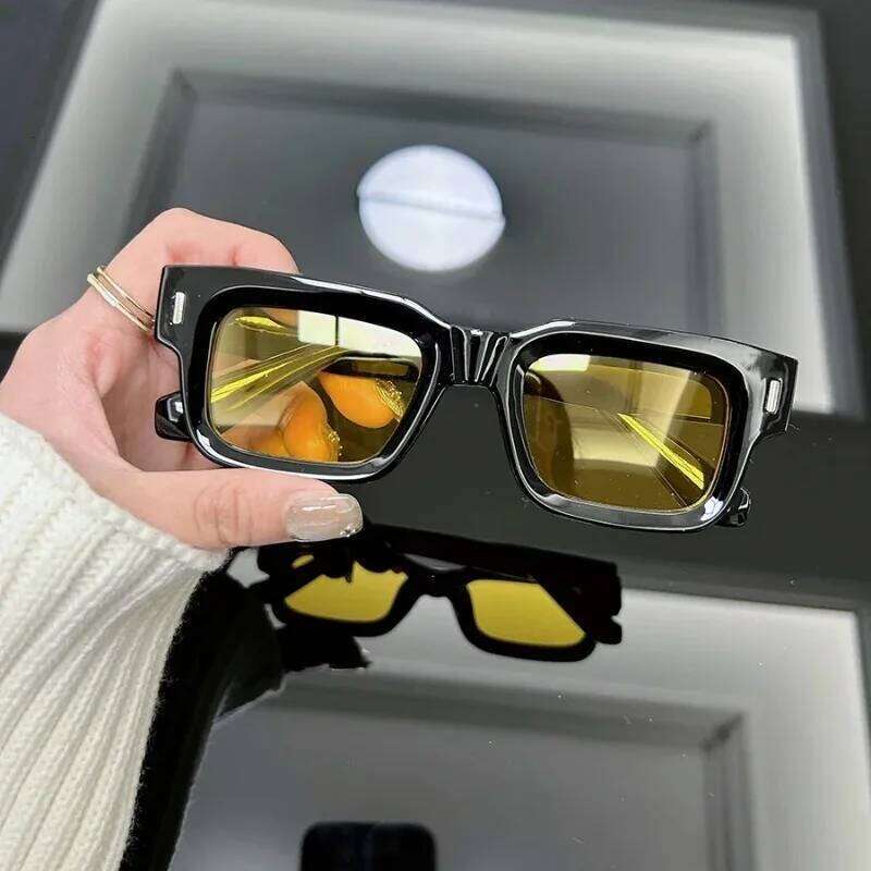 Vintage Square Sunglasses Men Women Brand Designer Rivet Sun Glasses Male Female Fashion Ocean Mirror UV400 Oculos De Sol Y260207