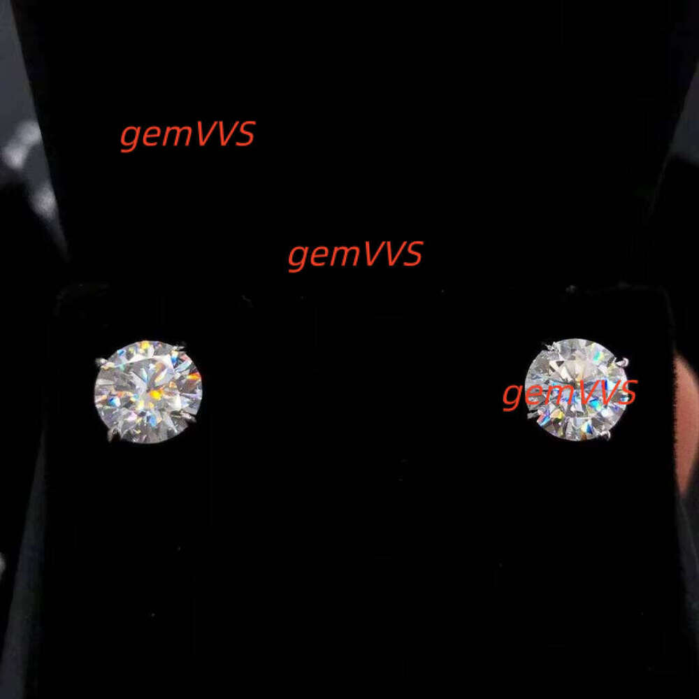 Classic Stud Earrings 925 Sterling Silver Diamond Moissanite Round VVS White D Claw Setting