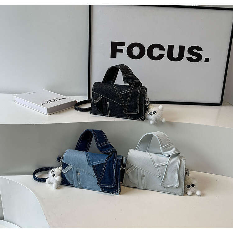 Hot Selling Women's Tote Korean Simple Denim Splice Versatile Fashionable New Handbag Luxury Brand High-Quality Crossbody Bag DIDENGLAOREN