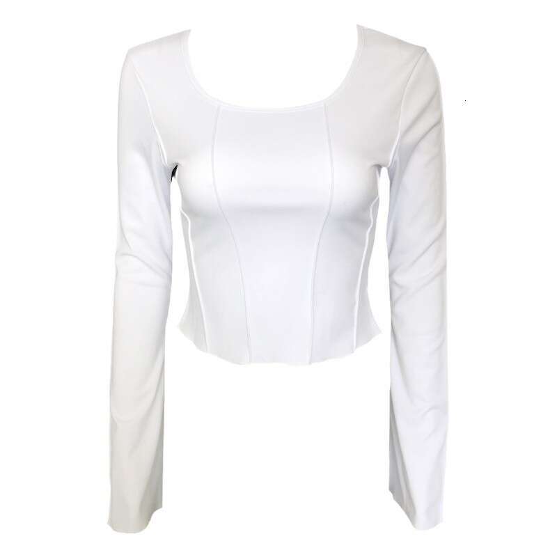 European and American women's fashion Amazon new square-neck pullover slim-fit long-sleeve knitted top T-shirt for hot girls